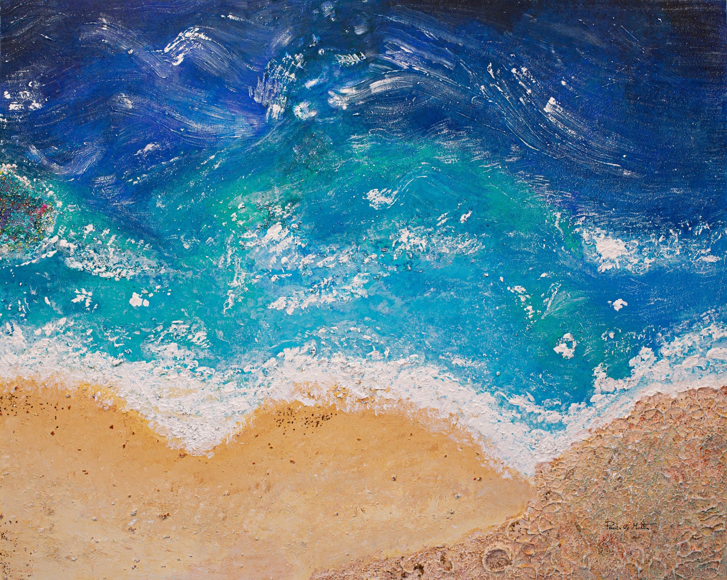 Ocean Storm, 2022, acrylic and mixed textures on wood, from the Ocean collection by Paula de Motta