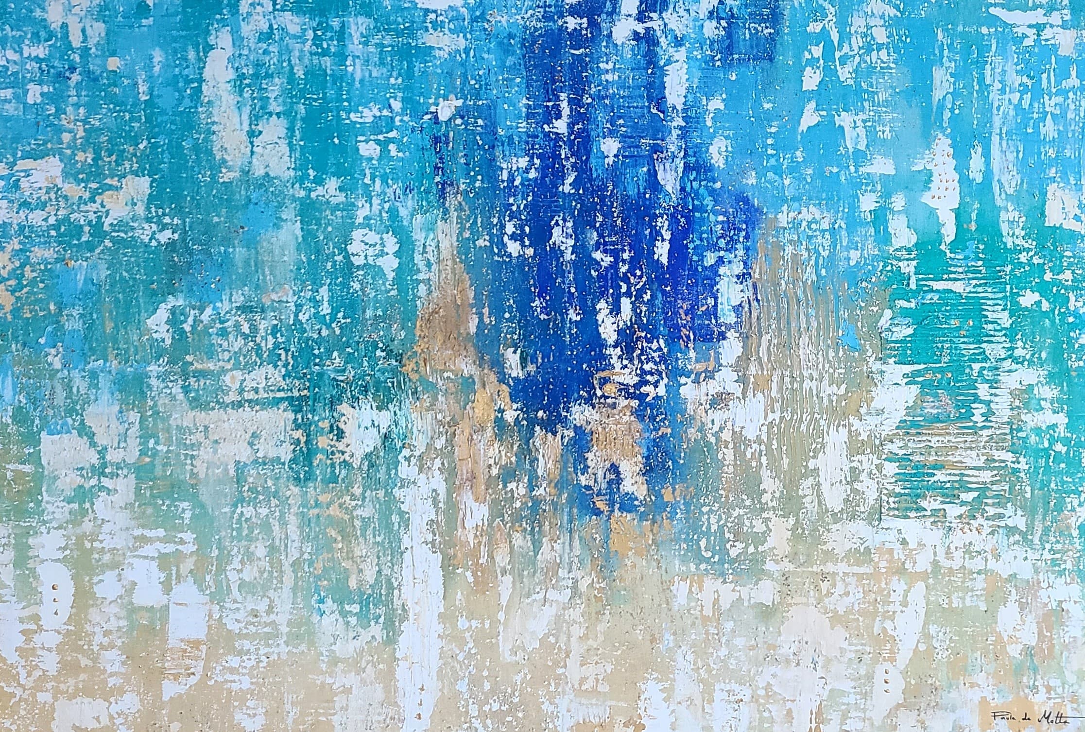 Azul y arena, artwork