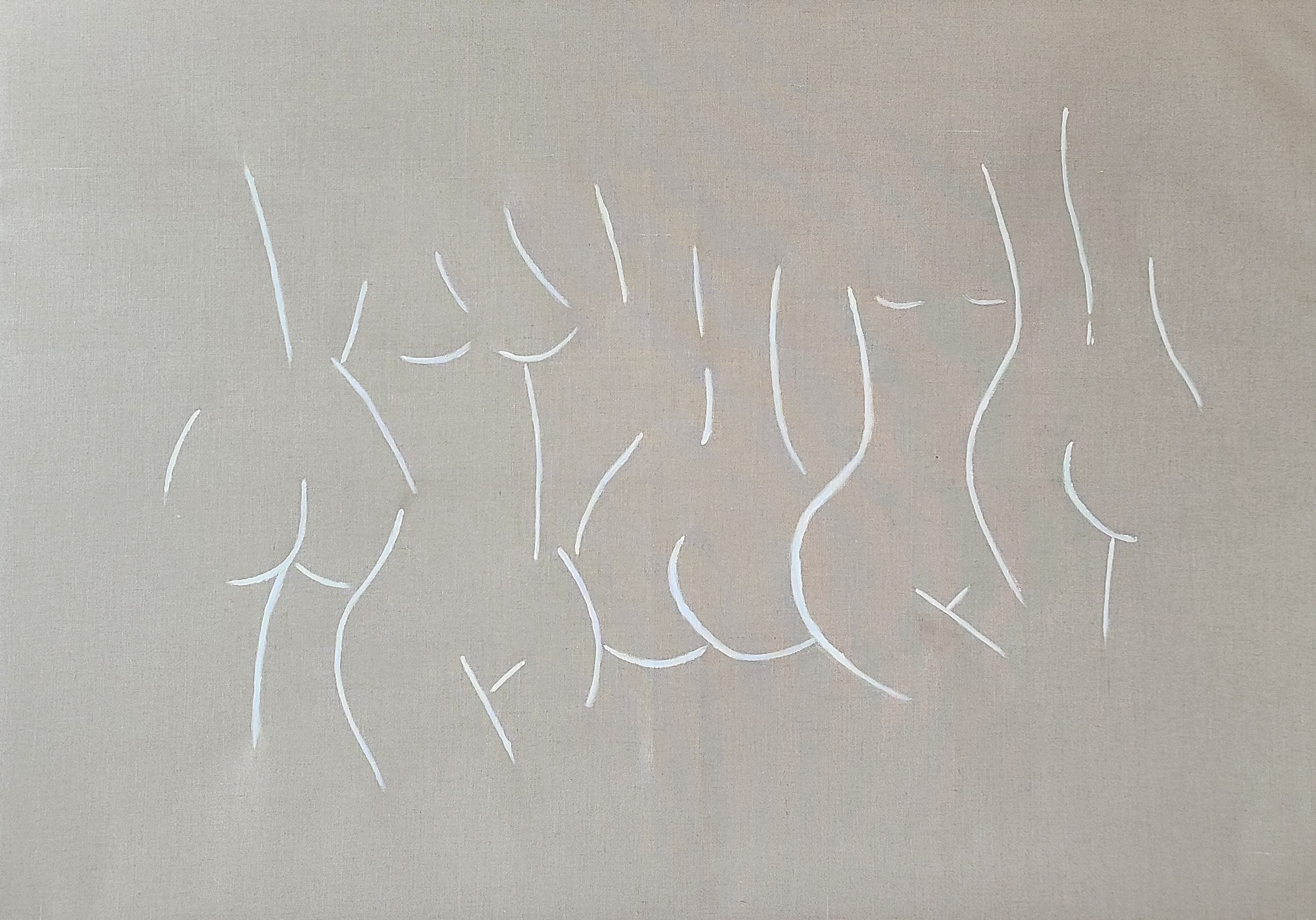 The Bond, women in white line on canvas from the Women collection by Paula de Motta