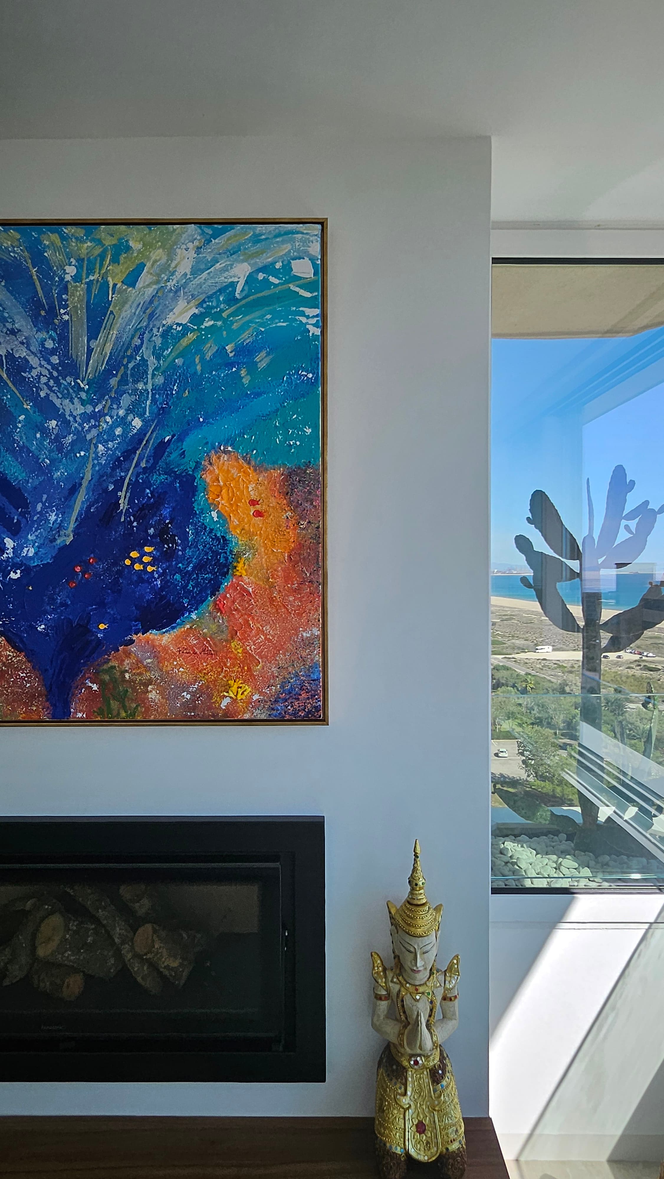 Ocean collection work installed overlooking the Mediterranean